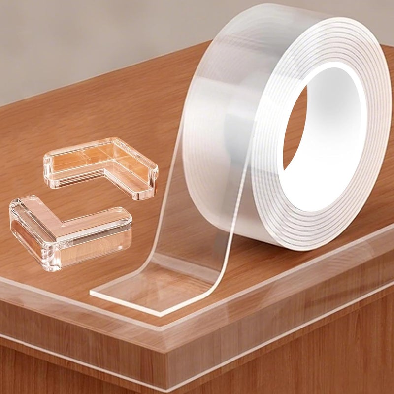 CHENYA Clear Soft Corner Protectors for Furniture Strip,1.57 in x 13.12 FT Edge Bumper with 6 Corner Guards,Window Edge,Wall Protector,Table Corner Protectors and Fireplace in Family - Image 1